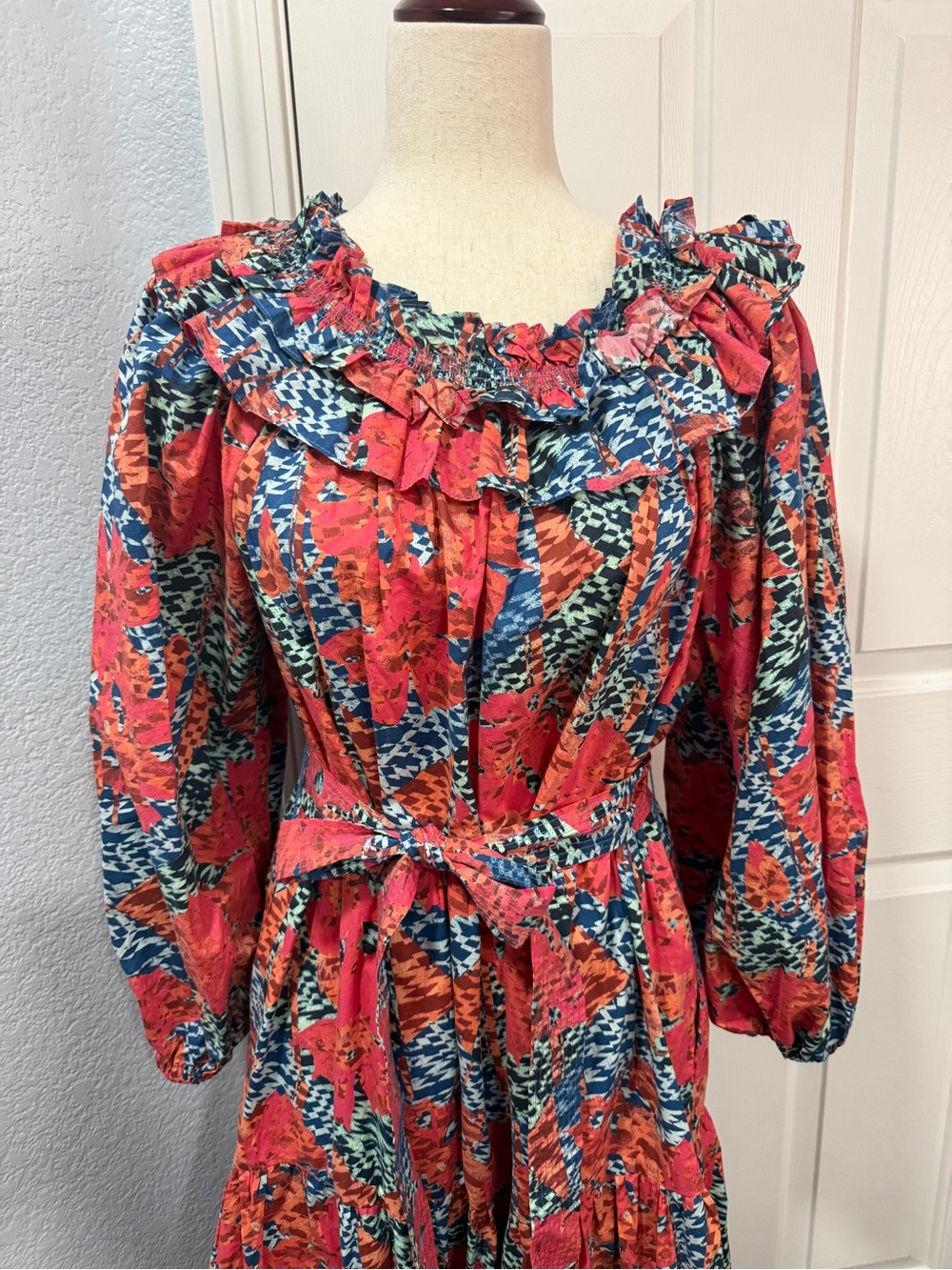 Ulla Johnson Beatrix Prism Floral Maxi Dress Size 6 Belted Ruffle Boho Luxury - Picture 15 of 16